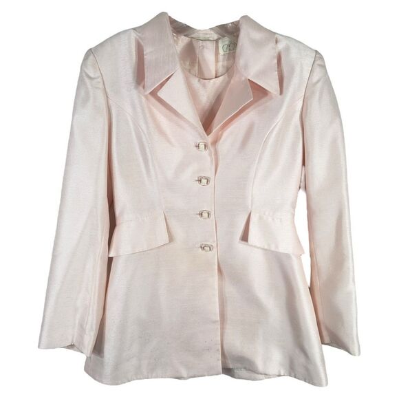 Cache Size 8 Blazer Set Coat and Cami VTG Light Pink Shiny Lined Buttons 595 - Picture 1 of 13